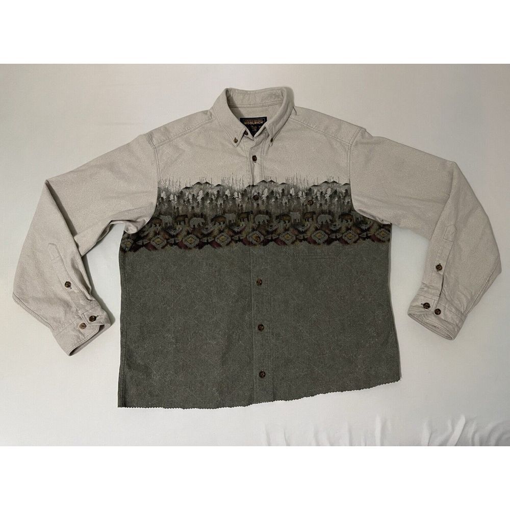 John Rich and Bros Woolrich Shirt Vintage Bear Mountain Men's Large Flawed - Picture 1 of 6
